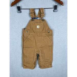 Carhartt Overalls Boys 9M Brown Canvas Double Knee‎ Insulated Toddler Baby